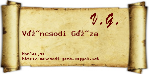 Váncsodi Géza névjegykártya