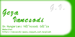 geza vancsodi business card